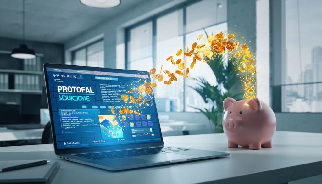 知識やスキルをオンライン講座などのデジタル資産に変えて自動的に収益を生み出す仕組みを象徴するイメージ画像