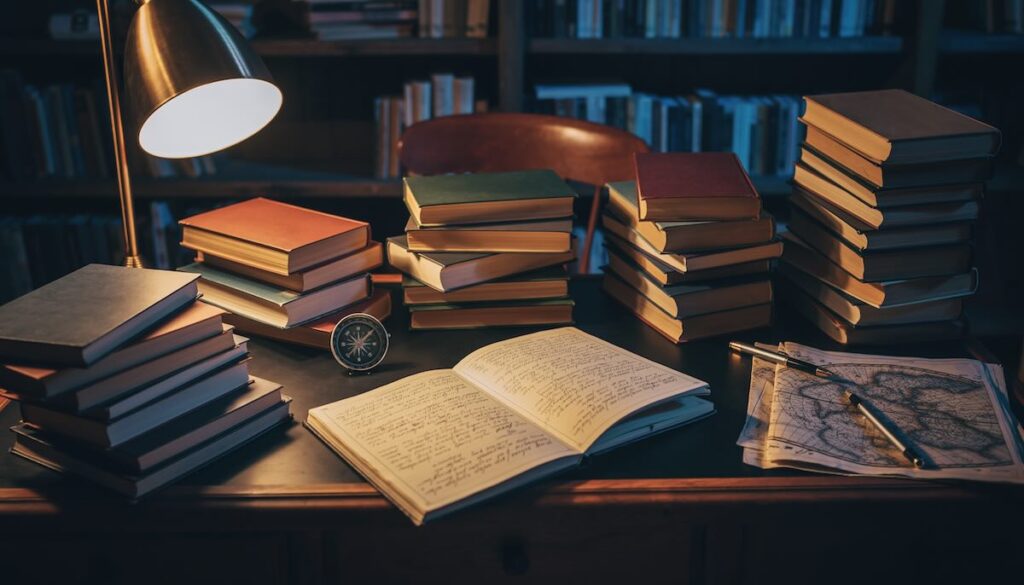 【2026年版】独学の技術:大人になってから学びを極める独学術の本5選 大人になってからの独学と深い学びを象徴する夜の書斎のイメージ画像