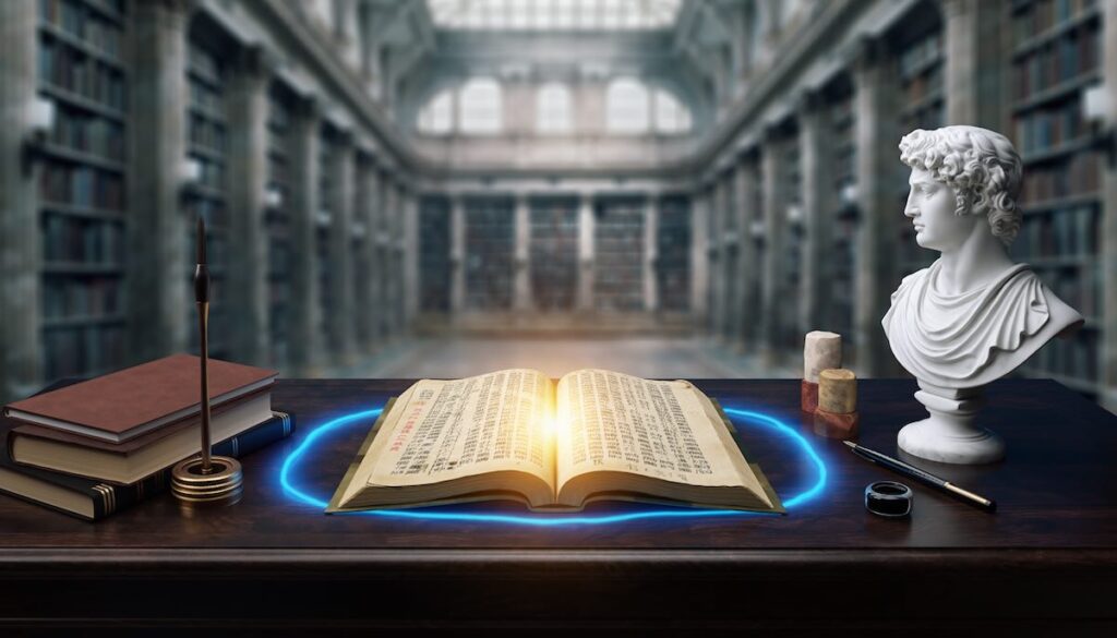 【2026年版】帝王学・古典:歴史と古典に学ぶリーダーの器の本5選 歴史と古典から学ぶ帝王学とリーダーシップを象徴する書物と彫像のイメージ画像