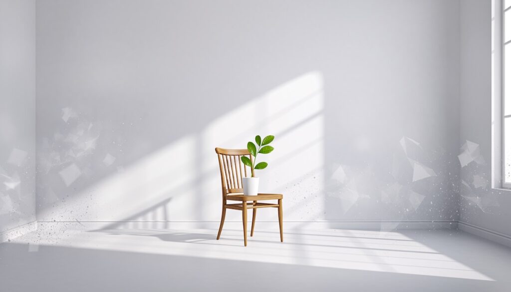 【2026年版】ミニマリズム・本質思考:モノと情報を捨てる生き方の本5選 モノと情報を捨てて人生の主導権を取り戻すミニマリズムと禅の精神を象徴するシンプルな部屋のイメージ画像