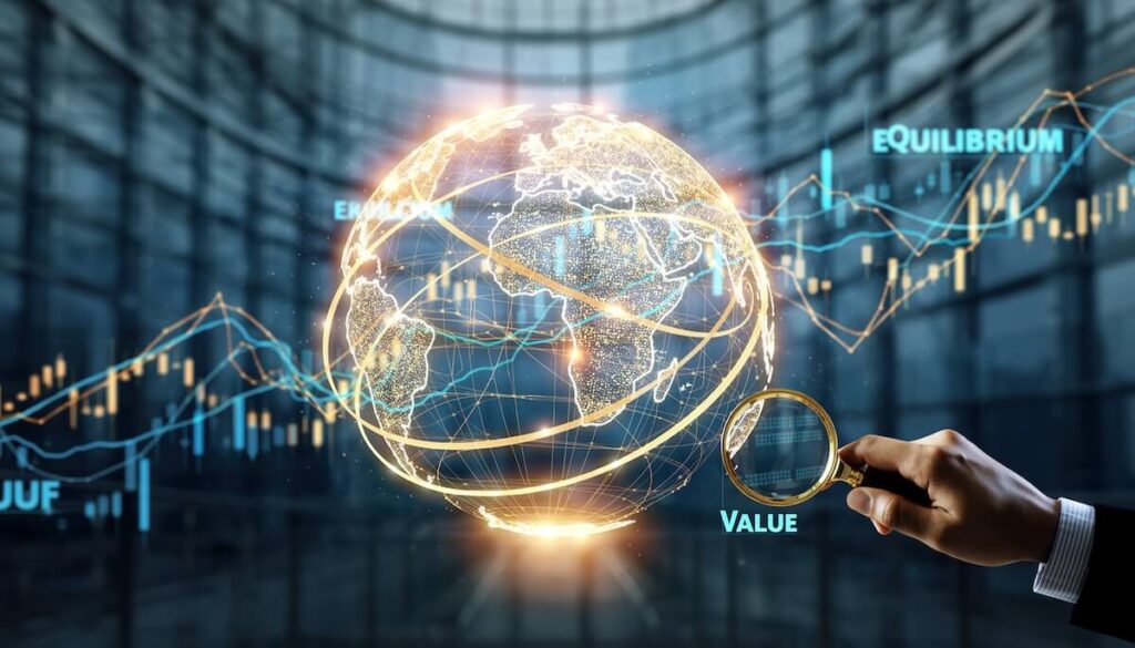 【2026年版】経済学入門:ニュースの裏側がわかる世の中の仕組みの本5選 世界経済の仕組みと市場の動きを理解するための経済学の概念的なイメージ画像