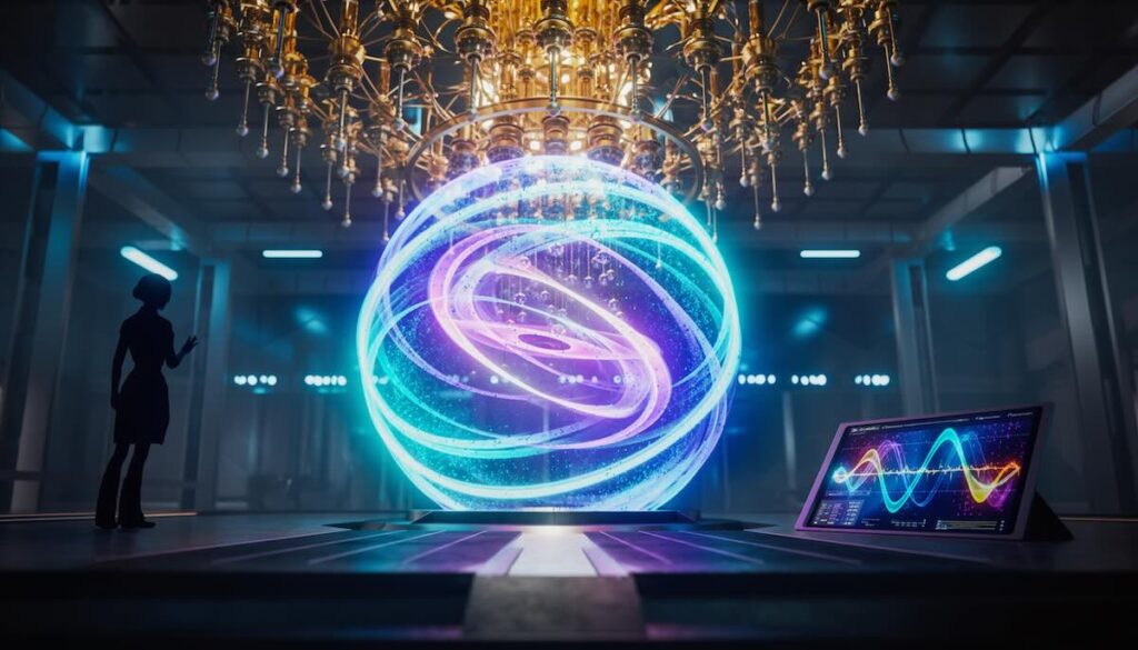 2025年の壁を突破する量子コンピュータの超並列処理と未来の可能性を象徴するイメージ画像