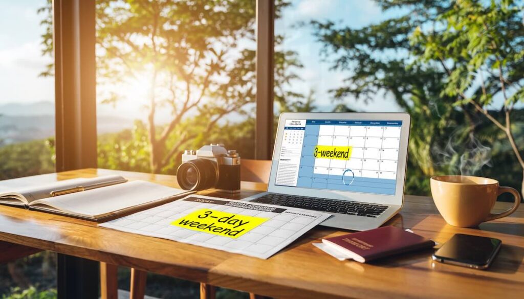 週休3日制の休日を自己投資と副業に活用するための戦略的な時間の使い方をイメージした画像