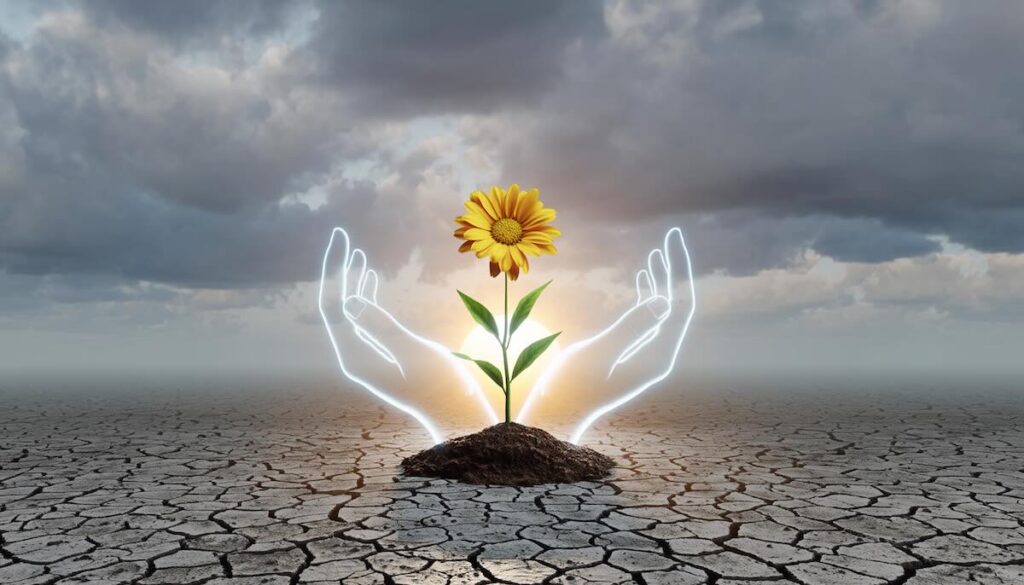 自分自身を大切にし小さな習慣から自己肯定感を回復させるプロセスを象徴する花と光のイメージ画像