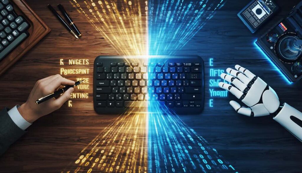 人間の創造性とAIのスピードを融合させ高品質なコンテンツを生み出すハイブリッドライティングのイメージ画像