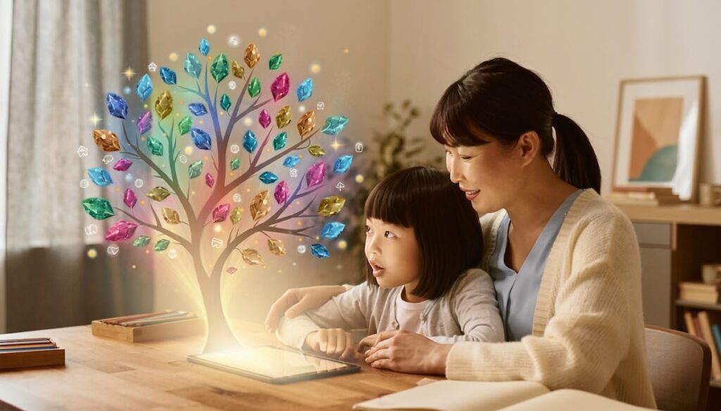 生成AI時代の子育てに悩み、子どもに正しいAIリテラシーと自ら考える力を身につけさせるための教育本を紹介する記事のアイキャッチ画像